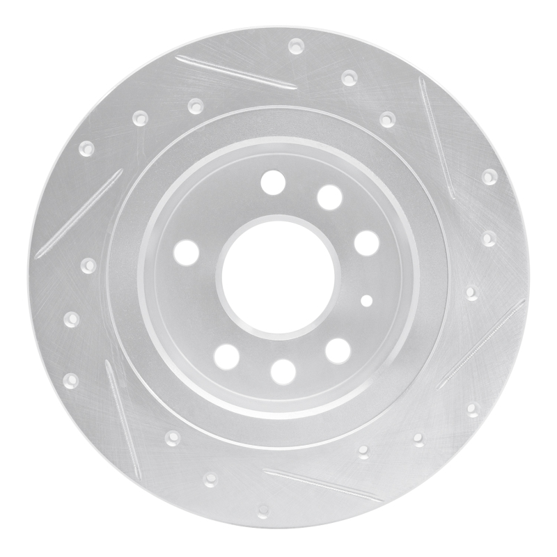 Cadillac BLS Brake Rotor (1) - Rear Left - R1 Concepts - Drilled & Slotted - Silver - `03-`11